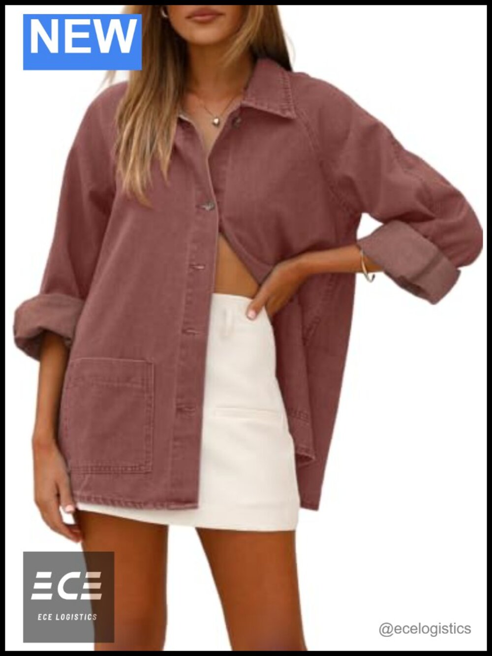 Denim Shirt Long Sleeve Button Down Jean Shacket Top
